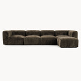 Philo Chenille Low Profile Modular Sectional Sofa (4-Seater+Ottoman)