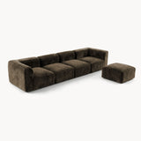 Philo Chenille Low Profile Modular Sectional Sofa (4-Seater+Ottoman)