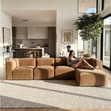 Philo Performance Velvet Low Profile Modular Sectional Sofa (4-Seater+Ottoman)