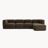 Philo Performance Velvet Low Profile Modular Sectional Sofa (4-Seater+Ottoman)