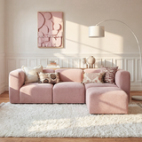 Philo Blush Pink Low Profile Modular Sectional Sofa (3-Seater+Ottoman)