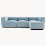 Philo Performance Velvet Low Profile Modular Sectional Sofa (3-Seater+Ottoman)