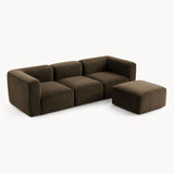 Philo Performance Velvet Low Profile Modular Sectional Sofa (3-Seater+Ottoman)
