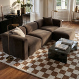 Philo Performance Velvet Low Profile Modular Sectional Sofa (3-Seater+Ottoman)