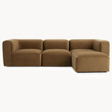 Philo Performance Velvet Low Profile Modular Sectional Sofa (3-Seater+Ottoman)