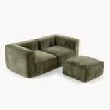 Philo Chenille Low Profile Modular Sectional Sofa (Loveseat+Ottoman)