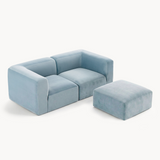 Philo Performance Velvet Low Profile Modular Sectional Sofa (Loveseat+Ottoman)
