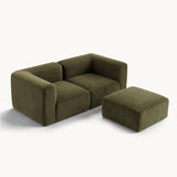 Philo Performance Velvet Low Profile Modular Sectional Sofa (Loveseat+Ottoman)