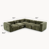 Philo Chenille Low Profile Reversible Modular L Sectional Sofa (5-Seater)