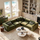 Philo Performance Velvet Low Profile Reversible Modular L Sectional Sofa (5-Seater)