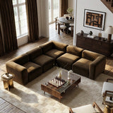 Philo Performance Velvet Low Profile Reversible Modular L Sectional Sofa (5-Seater)
