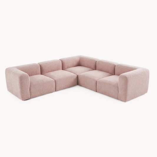 Philo Blush Pink Low Profile Reversible Modular L Sectional Sofa (5-Seater)