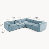 Philo Performance Velvet Low Profile Reversible Modular L Sectional Sofa (5-Seater)