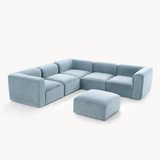 Philo Performance Velvet Low Profile Reversible Modular L Sectional Sofa with Ottoman (5-Seater+Ottoman)