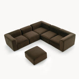 Philo Performance Velvet Low Profile Reversible Modular L Sectional Sofa with Ottoman (5-Seater+Ottoman)