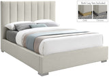 Pierce Mid Century Modern Bed with Deep Channel Tufted Headboard and Elegant Gold & Chrome Legs