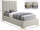 Pierce Mid Century Modern Bed with Deep Channel Tufted Headboard and Elegant Gold & Chrome Legs