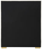 Pierce Mid Century Modern Bed with Deep Channel Tufted Headboard and Elegant Gold & Chrome Legs