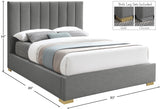 Pierce Mid Century Modern Bed with Deep Channel Tufted Headboard and Elegant Gold & Chrome Legs