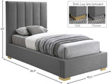 Pierce Mid Century Modern Bed with Deep Channel Tufted Headboard and Elegant Gold & Chrome Legs