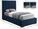Pierce Mid Century Modern Bed with Deep Channel Tufted Headboard and Elegant Gold & Chrome Legs