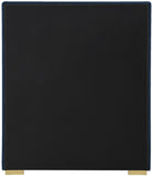 Pierce Mid Century Modern Bed with Deep Channel Tufted Headboard and Elegant Gold & Chrome Legs