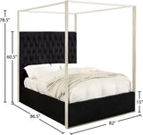 Porter Canopy Bed with Elegant Tufted Headboard and Chrome Frame for Luxurious Bedroom Décor