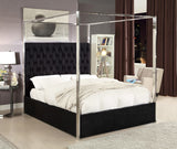 Porter Canopy Bed with Elegant Tufted Headboard and Chrome Frame for Luxurious Bedroom Décor