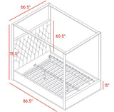 Porter Canopy Bed with Elegant Tufted Headboard and Chrome Frame for Luxurious Bedroom Décor