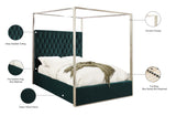Porter Canopy Bed with Elegant Tufted Headboard and Chrome Frame for Luxurious Bedroom Décor