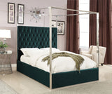 Porter Canopy Bed with Elegant Tufted Headboard and Chrome Frame for Luxurious Bedroom Décor