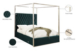 Porter Canopy Bed with Elegant Tufted Headboard and Chrome Frame for Luxurious Bedroom Décor