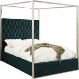 Porter Canopy Bed with Elegant Tufted Headboard and Chrome Frame for Luxurious Bedroom Décor