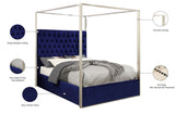 Porter Canopy Bed with Elegant Tufted Headboard and Chrome Frame for Luxurious Bedroom Décor