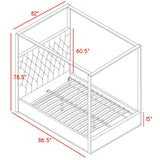 Porter Canopy Bed with Elegant Tufted Headboard and Chrome Frame for Luxurious Bedroom Décor