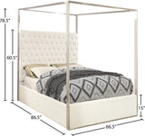Porter Canopy Bed with Elegant Tufted Headboard and Chrome Frame for Luxurious Bedroom Décor
