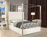 Porter Canopy Bed with Elegant Tufted Headboard and Chrome Frame for Luxurious Bedroom Décor