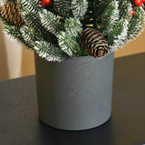 HOMCOM 18" Tall Unlit Miniature Snow-Flocked Tabletop Artificial Christmas Tree, Holiday Decoration with Pine Cones and Berries