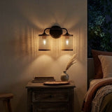 Quell 2-Light Rattan Wall Sconce with Black Metal Finish