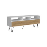 Tori 54" Wide Two-Door Cabinet TV Stand with Pull-Down Doors, Three Open Shelves, Cable Management and Modern Metal Legs, Media Console for Living Room, Entertainment Center Storage for TV up to 60"