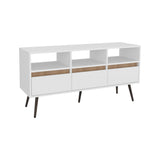 TUHOME Aranjuez 47" Wide Modern TV Stand with Three Drawers, Three Open Shelves, Open-Back Cable Management, Metal Legs, Contemporary Living Room Media Console for TVs up to 60", Storage for Devices, Décor and Entertainment Essentials