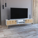 TUHOME Huna TV Stand with Hinged Storage Drawers, Central Open Shelves and Cable Management Offering Modern Entertainment Organization and Durable Engineered Wood Construction with Spacious Top Surface for Media Setups