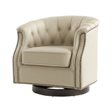 Veitin Chesterfield Rocker and Swivel Genuine Leather Chair WHITE