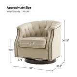 Veitin Chesterfield Rocker and Swivel Genuine Leather Chair WHITE