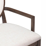 Mila Dark Brown and Beige Performance Fabric Dining Armchair