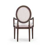 Mila Dark Brown and Beige Performance Fabric Dining Armchair