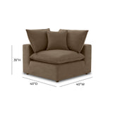 Cali Chocolate Brown Performance Velvet Corner Chair