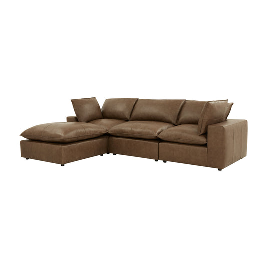 Cali 4-Piece Brown Leather Modular Sectional