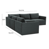 Willow 5-Piece Performance Velvet Modular L Sectional