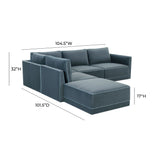 Willow 5-Piece Performance Velvet Modular Left Facing Sectional